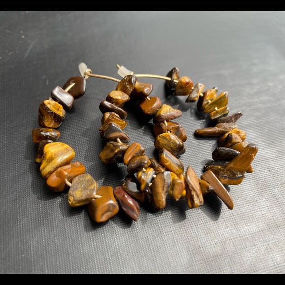 Blue red and brown rock earrings - Picture 3 of 6